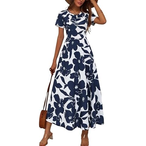 ZABERRY Long Dresses for Women Spring Church Short Sleeve Summer Floral Maxi Dresses for Women 2024 Modest Dresses Cover