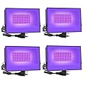 Onforu 4 Pack 38W LED Black Lights, Blacklight Flood Light with Plug, IP66 Waterproof, for Halloween Party, Glow in The Dark, Stage Lighting, Aquarium, Body Paint, Fluorescent Poster, Neon Glow,Black