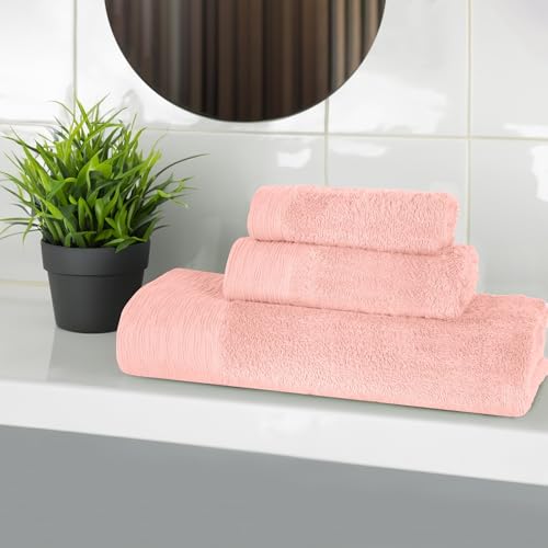 Superior Rayon from Bamboo Blend 3-Piece Towel Set, Luxury Quick Dry, Bathroom Essentials, Shower, Spa, Plush Soft Absorbent Towels, Includes 1 Bath, 1 Hand, 1 Washcloth/Face Towel, Pink by SUPERIOR - Used condition - US$23.86