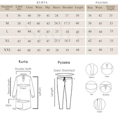 Image of Sadree Men's Silk Blend Mandrin Collor Full Sleeve Knee Length Indian Kurta Chudidar Pyjama Set