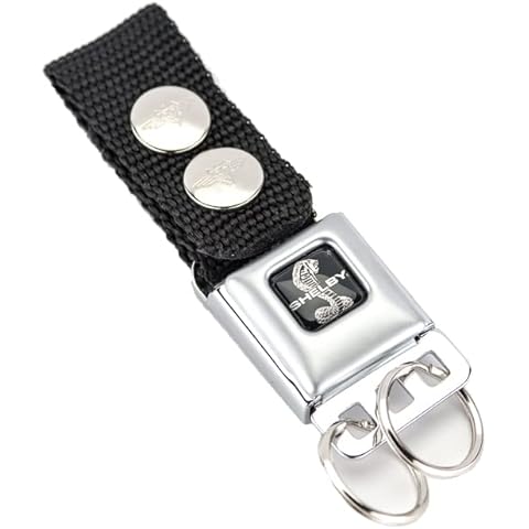 Shelby Super Snake Seatbelt Keychain,Conveniently Releases Your Keys With a Push of the Button,Officialy Licensed Shelby® Product,Easy to Attach to your Belt, Purse, etc., Black, Medium Cover