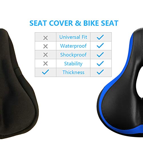 BLUEWIND Most Comfortable Bicycle Seat, Bike Seat Replacement with Dual Shock Absorbing Ball Wide Bike Seat Memory Foam Bicycle Gel Seat with Mounting Wrench (Blue)
