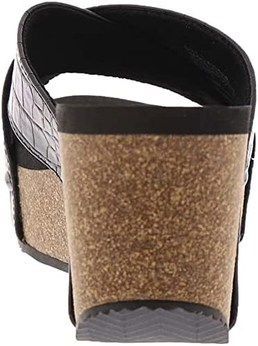 VOLATILE Women's Criss Cross Sandal Wedge, Black Croco, 10 | Image 5
