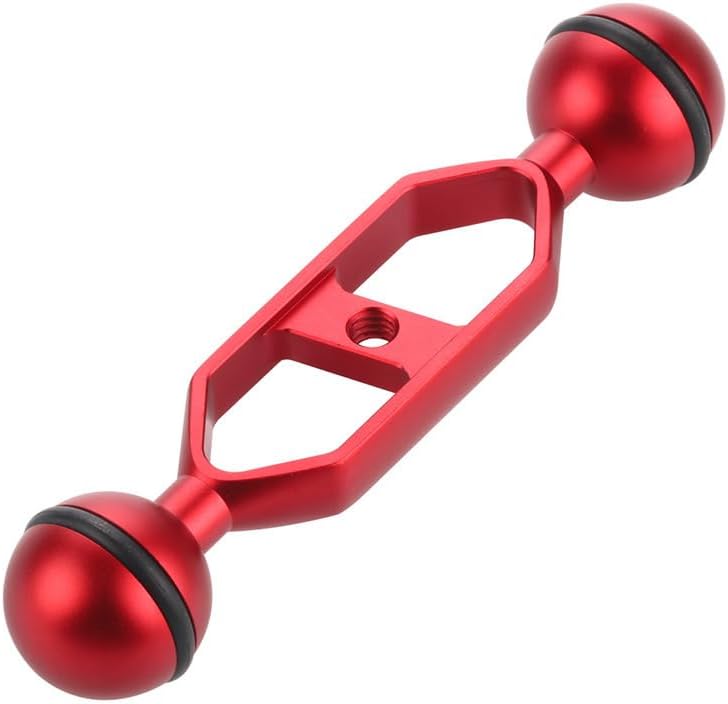 Underwater Photography Bracket Set with Fill Light Arm, Ball Head Mount, Butterfly Clip, Connection Rod (Red, 5 inches)