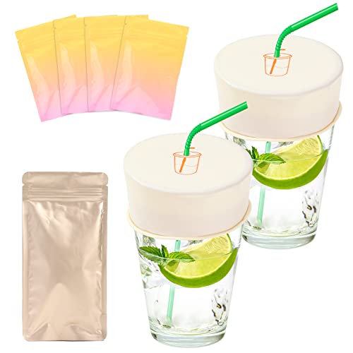 4 Pack Cup Condoms for Drinks with Straw Hole Drink Covers for Alcohol Protection Cup Covers for Drinks Spiking Prevention Latex Reuseable Easy to Clean Fits All Cup Sizes (4x4, 4) (4x4, 4)