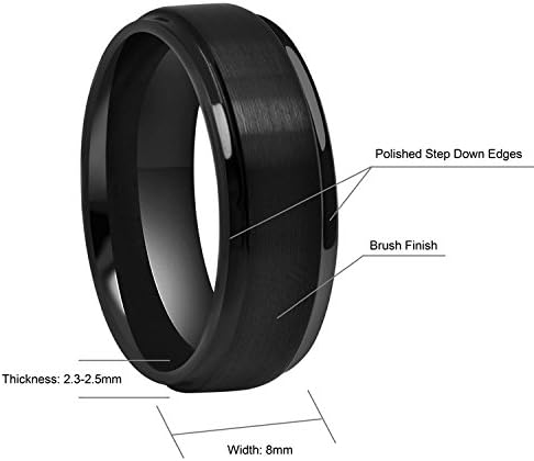 CROWNAL 6mm 8mm 10mm Black Tungsten Wedding Band Ring Engraved I Love You Men Women Step Down Edges Brushed Finish Size 4 To 17 - Image 4
