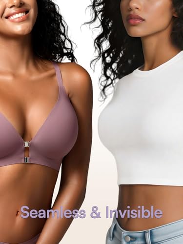 Image of Racerback Bras with Metal Magnetic Front Closure - S-XL Wireless for Women No Underwire Seamless Supportive Bralettes