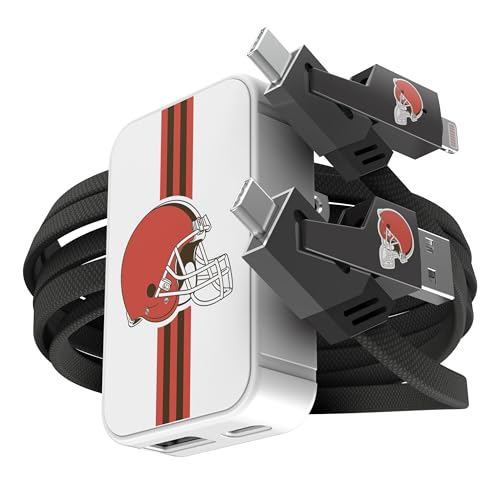 SOAR NFL Slim Wall Charger and 4 in 1 Multi Charging Cable, Cleveland Browns