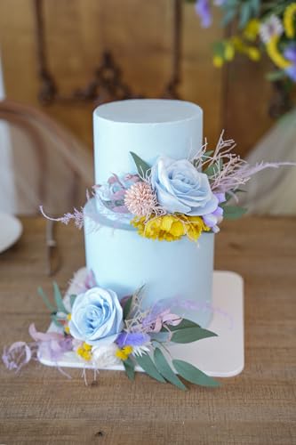 Set de Dos Adornos de Pastel de Boda con Flores Artificiales miniatura 5