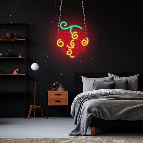 Image of GTOTd Cyber Fruit-Cherry Lamp Led Neon Sign Night Light | Cute Christmas Bedroom Kids Room Decor Gifts Merch Party Supplies for Wall Art Acrylic USB Powered Home Living Room Shop Bar