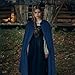 JEGERMIG Blue Medieval Hooded Cloak Halloween forest Wizard Costume Cosplay Witch Cape