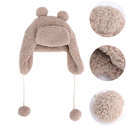 Amosfun Urso Orelha Inverno Chapéu Bonito Pelúcia Animal Inverno Chapéu Animal Pelúcia Chapéu Caçado