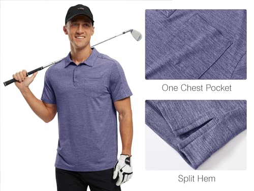 Image of Rdruko Men's Polo Shirts Short Sleeve Quick Dry Outdoor Golf Sports Shirts with Pocket