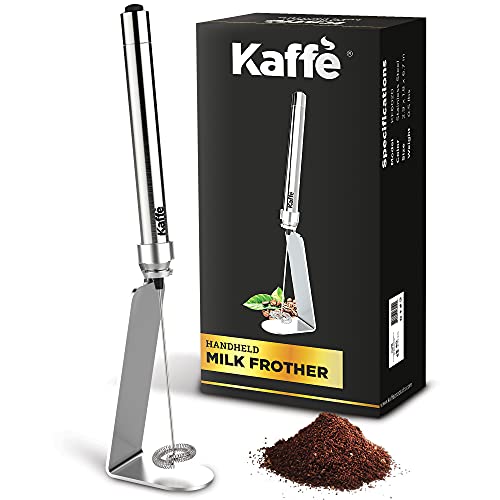 Kaffe Handheld Milchaufschäumer Schneebesen mit Ständer Edelstahl batteriebetrieben Elektroschaum (Edelstahl)