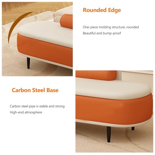 Banc ottoman de rangement d'excellente finition rouge et blanc pour lit - 6