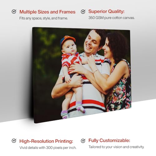 Image of Printodelivery Customised Canvas Photo with MDF & Wooden Frame (18 x 12 Inch), Personalized Photo Frame for Living Room, Birthday, Wedding, Anniversary, Office, Home Decor, Gifting / Customized Photo Frame for Wall