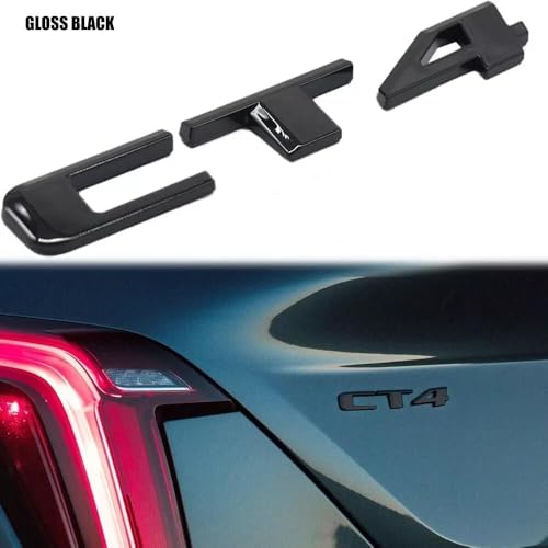 Image of 1x CT4 Rear Trunk Decklid Letter Adhesive Badge Emblem Nameplate Decals Fit for CT4 Sport (Glossy Black)