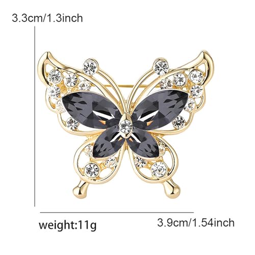 Image of coadipress Butterfly Brooch Pins Chic Romantic Elegant Rhinestone Crystal Insect Brooch Pin Women Corsage Scarf Shawl Clothing Accessories Wedding Party Banquet