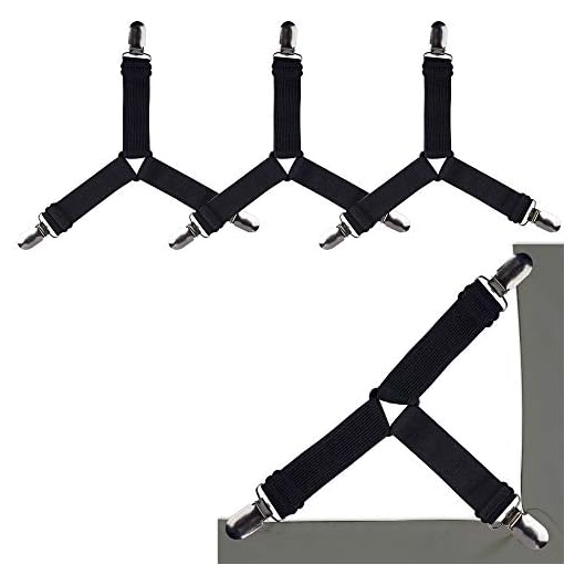 Ayniff 4 PCS Adjustable Triangle Elastic Bed Sheet Fasteners, Bed Sheet Straps Suspenders, Heavy Duty Grippers Straps, to Keep Your Sheet in Place and Neat