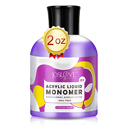 JOSLOVE Monomer Acrylic Nail Liquid Monomer Acrylic Liquid Monomer for Acrylic Nail Kit Acrylic Powder Professional Acrylic Nail System Nail Extension MMA-Free (Monomer 2oz)