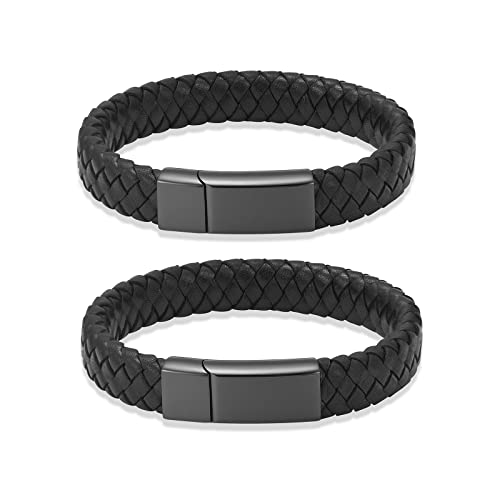 shajwo Cremation Jewelry Urn Bracelet for Ashes for Women Men Keepsake Memorial Cuff Bangle Braided Leather Wristband Bracelet