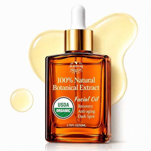 Organic Face Oil, Rose Oil & Vitamin C USDA Facial Oil for Dry Skin