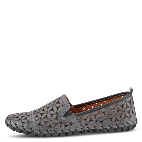 Image of Spring Step Flowerflow Shoes for Women - Leather Womens Loafer with Floral Laser Cutout - Comfortale Slip-On Shoes for Womens
