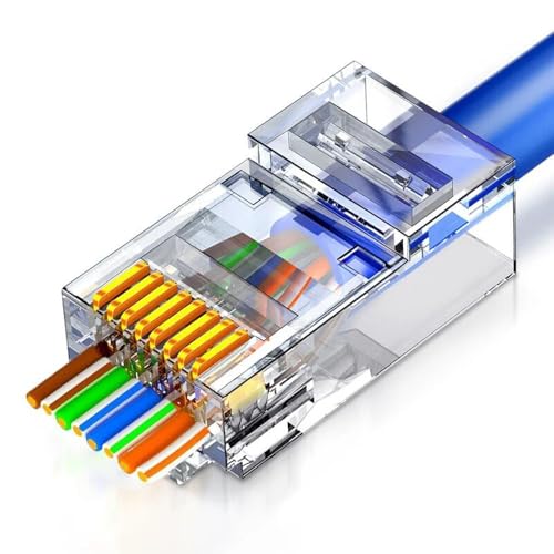 ZOERAX 100-Pack RJ45 Cat5 Cat5e Pass Through Connector RJ45 Modular Plugs for Solid or Stranded UTP Cable