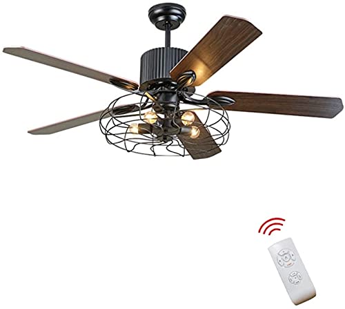 Ventilateur de Plafond à LED ， 75W Suspension de Salon ， Plafond de Chambre à Coucher ， Lustre de Ventilateur de loft télécommandé Ventilateur de Salle à Manger rétro Ventilateur électrique