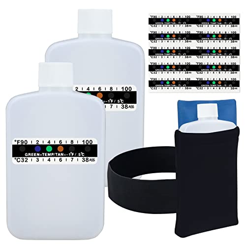 14 Pcs Urine Test Complete Kit Includes 2 White Portable Empty Bottles, Thermal Preservation Gel Bag, 10 Adhesive Temperature Test Strips, Neoprene Bag and Hi-Stretch Hidden Leg Straps, Urine Bottle