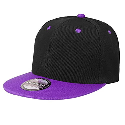 Image of Classic Snapback Hat Cap Hip Hop Style Flat Bill Blank Solid Color Adjustable Size