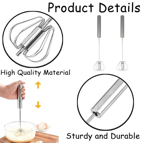 2-in-1 Egg Blender - Rotating Hand Push Milk Frother & Whisk Mixer - Image 4