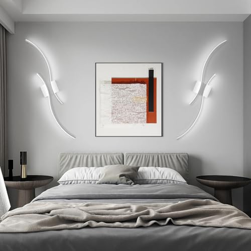Image of CANEOE Modern Led Wall Light Set of 2, 39inch Indoor Led Wall Sconce Lighting, Bathroom Vanity Light Fixtures Over Mirror for Living Room Hallway Bedroom Bedside Wall Lamp (White,6000K,2 Packs)