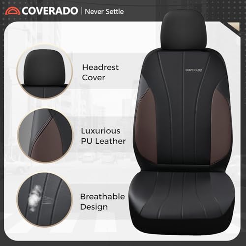 Image of Coverado Seat Covers, Red Car Seat Covers Full Set, Automotive Seat Covers 5 Seats, Waterproof Black Car Seat Protectors Universal Fit for SUVs Trucks Sedans