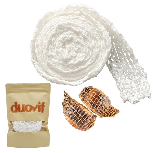 duoyif Fleischnetz Für Rollbraten, Elastisches Bratennetz Kaliber 18, Schinkennetz Fleischnetz Rollbraten Netz, Baumwoll Netz Zum Aufbewahren Trocknen Braten und Kochen von Fleisch (3 Meter)