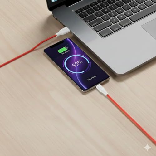 Image of USB Type-C Cable 1M, 2.1A Fast Charging & 480Mbps Data Sync, Durable Charging Cable for Smartphones, Tablets & Power Banks (Red, VA-S01)