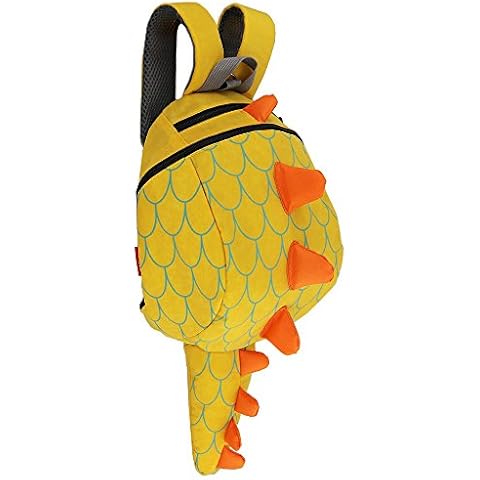 AQIYI Children's Dinosaur Backpack Little Boys Girls Anti-Lost Preschool Bag Toddler Bag with Safety Reins Belts Yellow Cover