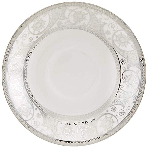 Image of E-EZRA Bone China White Grey Cup & SAUCEER Set Silver EBP035