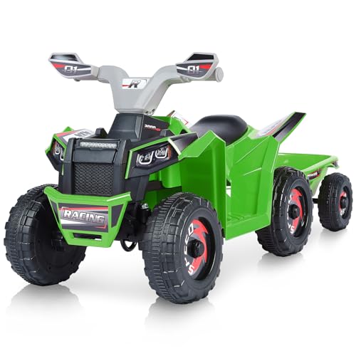 Elektro Kinderquad 6V Elektrofahrzeuge mit Anhänger 2,8-4,6 km/h...