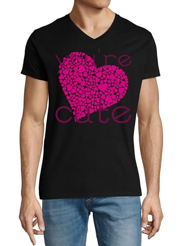 T-shirt col en V homme coton noir à cœurs pour vos sorties décontractées