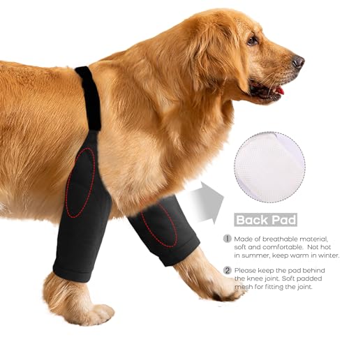 Image of ROZKITCH Dog Surgery Leg Sleeve for Front Legs, Pet Prevent Licking Wound Elbow Knee Protector, Dog Leg Sleeve to Stop Licking Cone Collar Alternative for Sprain ACL CCL Arthritis Black XL