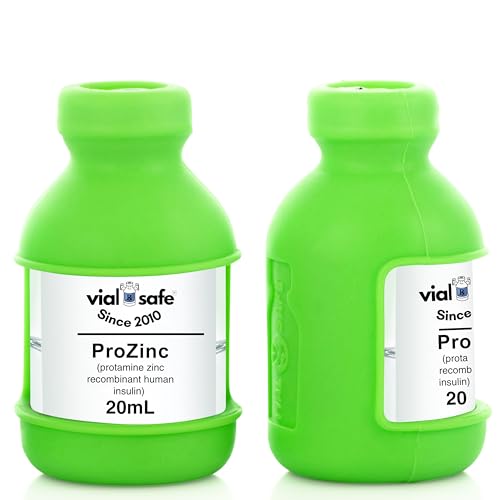 VIAL SAFE Para Pets™ | Capa protetora de frasco de insulina | Protetor seguro de garrafa de insulina e tampa para frascos de 20 ml | Serve para ProZinc 20 ml | Pacote com 2 | Verde claro