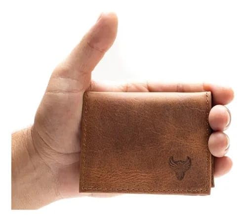 Carteira Masculina em Couro Legítimo, Modelo L, Marrom