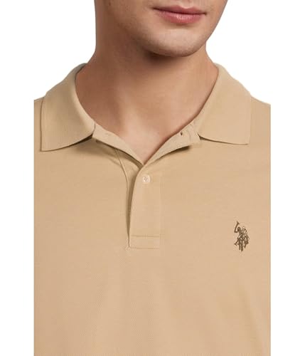 Image of U.S. POLO ASSN. Men Cotton Regular Fit Solid Polo With Small Pony | Two-Button Closure Pique Polo Shirt, Summer Fashion Golf Shirt