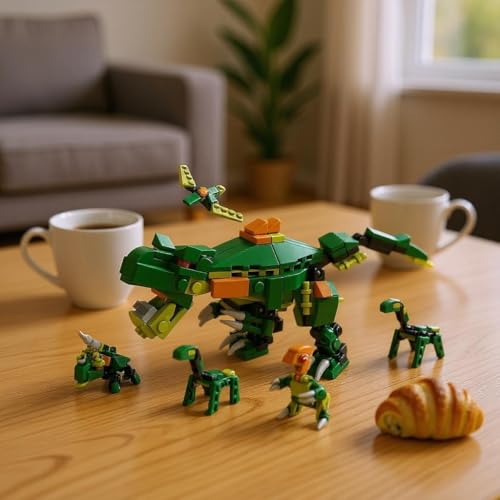 Image of SKY LINE OCEAN 6-in-1 Dinosaur Building Blocks Set - 160 Pcs Educational DIY Construction Toy for Kids Ages 6+, Realistic Jurassic Models with Instruction Manual | 6 Months Structural Warranty