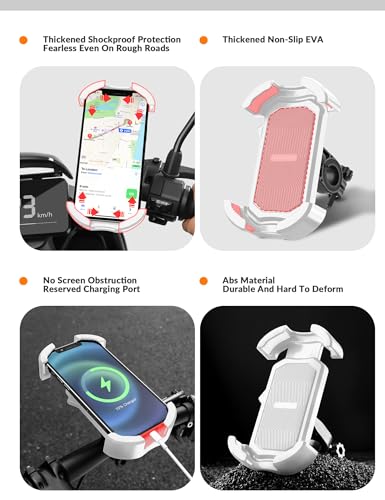 Image of ROCKBROS Motorcycle Phone Mount, Motorcycle Phones Holder with Security Lock, Shockproof Phone Holder for Motorcycles, Adjustable Motorcycles Phone Holder Mount, Suitable for 4.7 inch-6.8 inch Phone