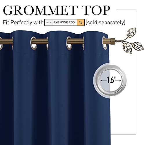 Image of RYB HOME Room Divider Curtains, Solid Heavy Duty Blackout Drapes Soundproof Large Window Treatment for Bedroom Dining Hall Shared Area, W 150 x L 108 inches, Navy Blue, 1 Panel