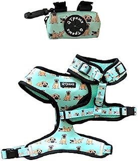 Pug Vest Harness with Matching Poop Bag Holder (Small)