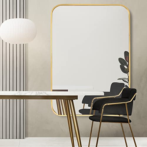 Meetdh Gold Mirror 30X40, Metal Bathroom Mirror 30 X 40 Inch, Rectangle Wall Mounted Mirror, Large Vanity Mirror, Wall Mirror For Bedroom, Entray, Living Room #TOP6