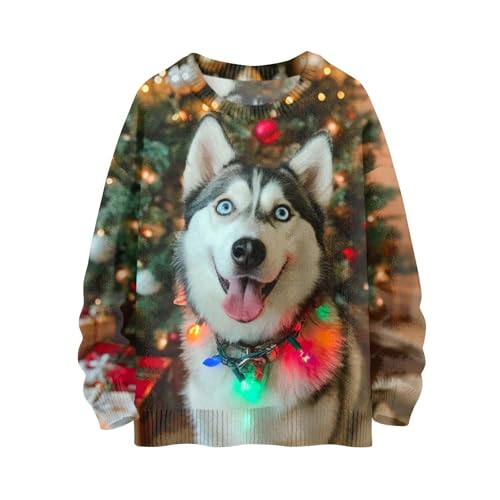 Suéteres de Navidad para mujer, divertidos y novedosos suéteres de punto con luces de árbol de Navidad, elegantes, informales, festivos, de punto, holgados, cálidos, para invierno, Negro, M